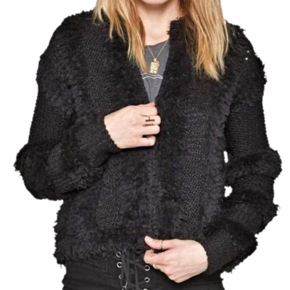 Amuse Society Chill Out Sweater Zip Front Fringe - Picture 1 of 7